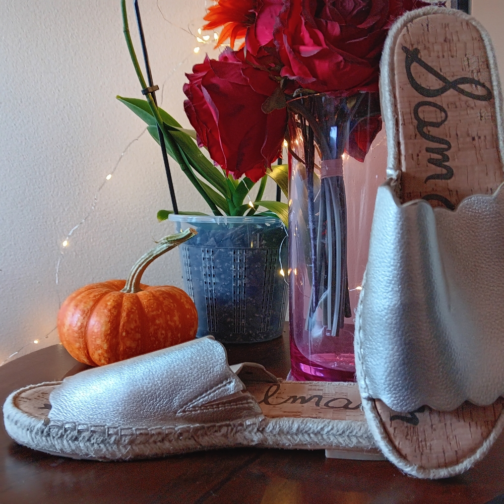Sam Edelman Silver Espadrille Slides